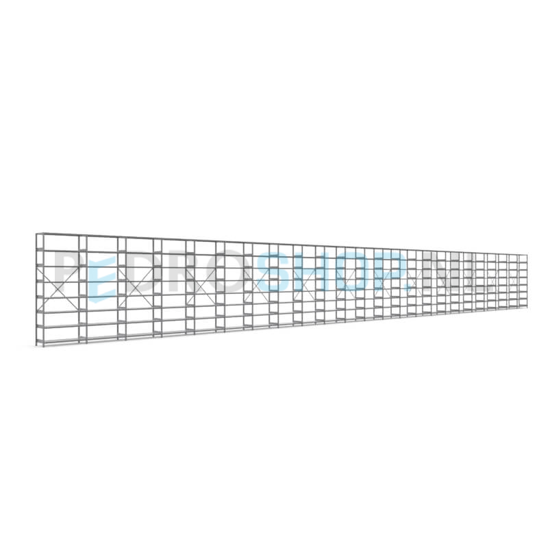 Metalen stellingkast: 250cm (h) x 40cm (d) x 2317.4cm (l)