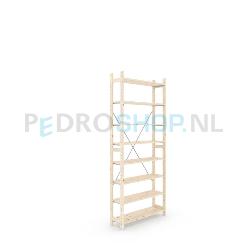 Houten stellingkast Easyrack: 240cm (h) x 30cm (d) x 103cm (l)