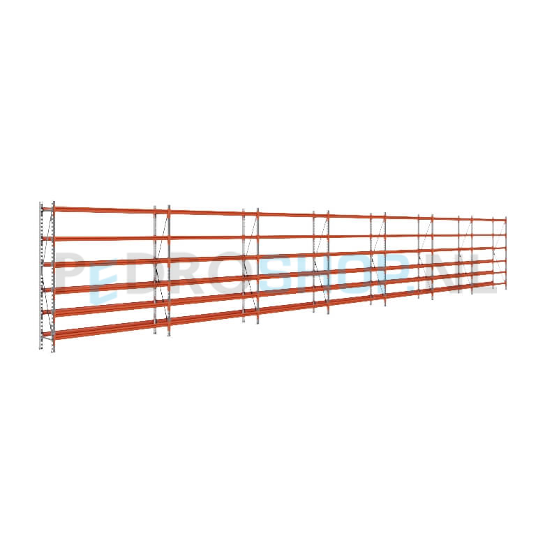 Grootvakstelling: 200cm (h) x 40cm (d) x 1336.6cm (l) x 6 niveaus