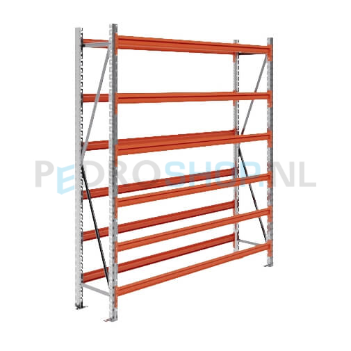 Grootvakstelling: 200cm (h) x 40cm (d) x 195.4cm (l) x 6 niveaus