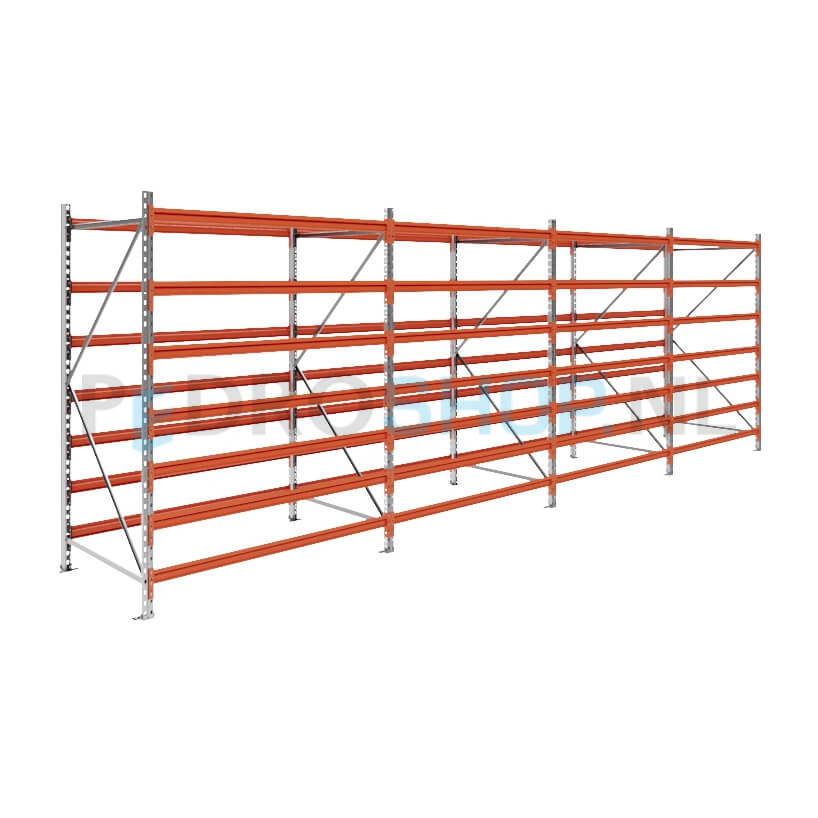 Grootvakstelling: 200cm (h) x 100cm (d) x 626cm (l) x 7 niveaus