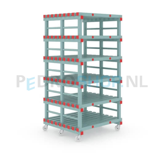 Kunststof stelling: 198cm (h) x 90cm (d) x 100cm (l)