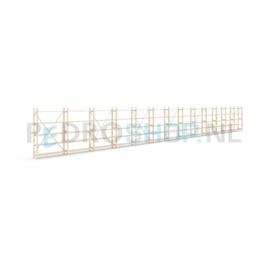 Houten stellingkast Easyrack: 150cm (h) x 30cm (d) x 1303cm (l)