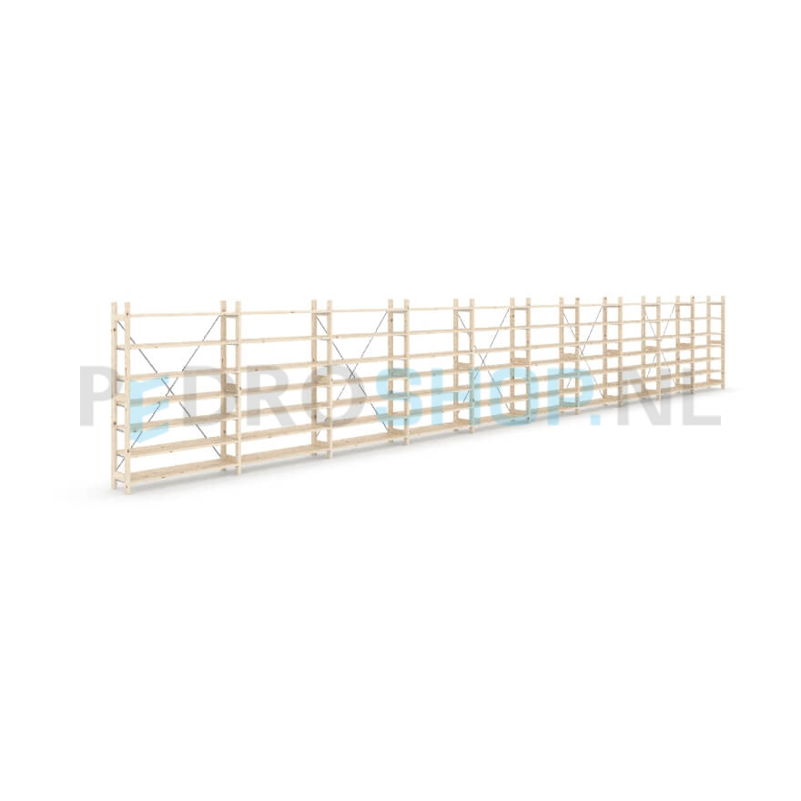 Houten stellingkast Easyrack: 150cm (h) x 30cm (d) x 1003cm (l)